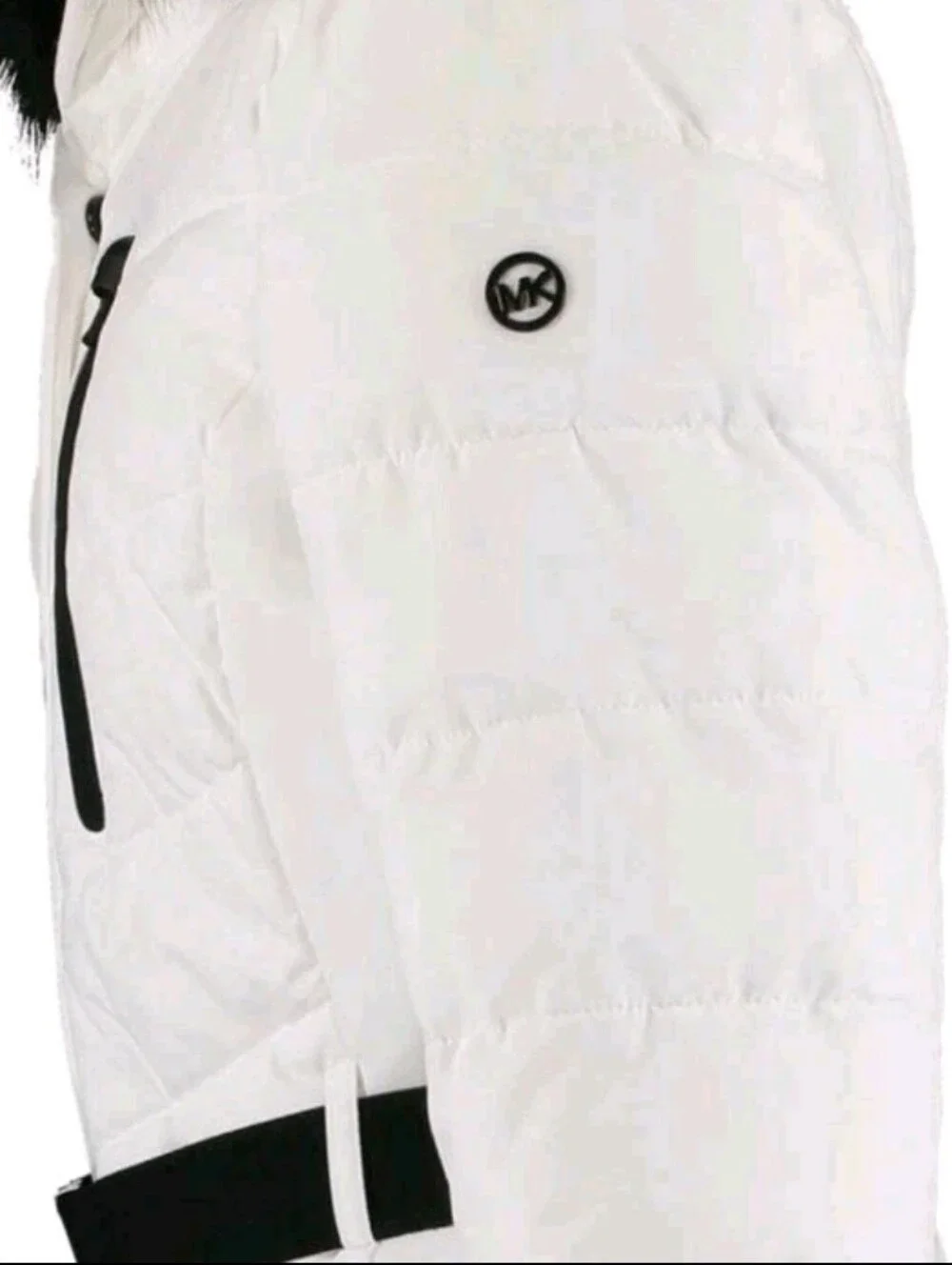 Michael Kors Women's Belted Hooded Puffer Coat Faux Fur Trim Size S Retail $300